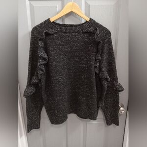 Women's Black Sweater with Ruffle Detail